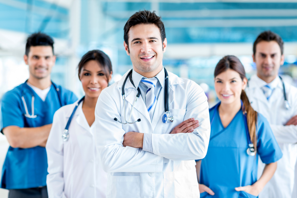 Doctor leading a medical team at the hospital